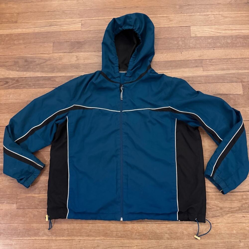 St. John's Bay Women's Blue Full Zip Hooded Windbreaker Jacket - Size XL
b80